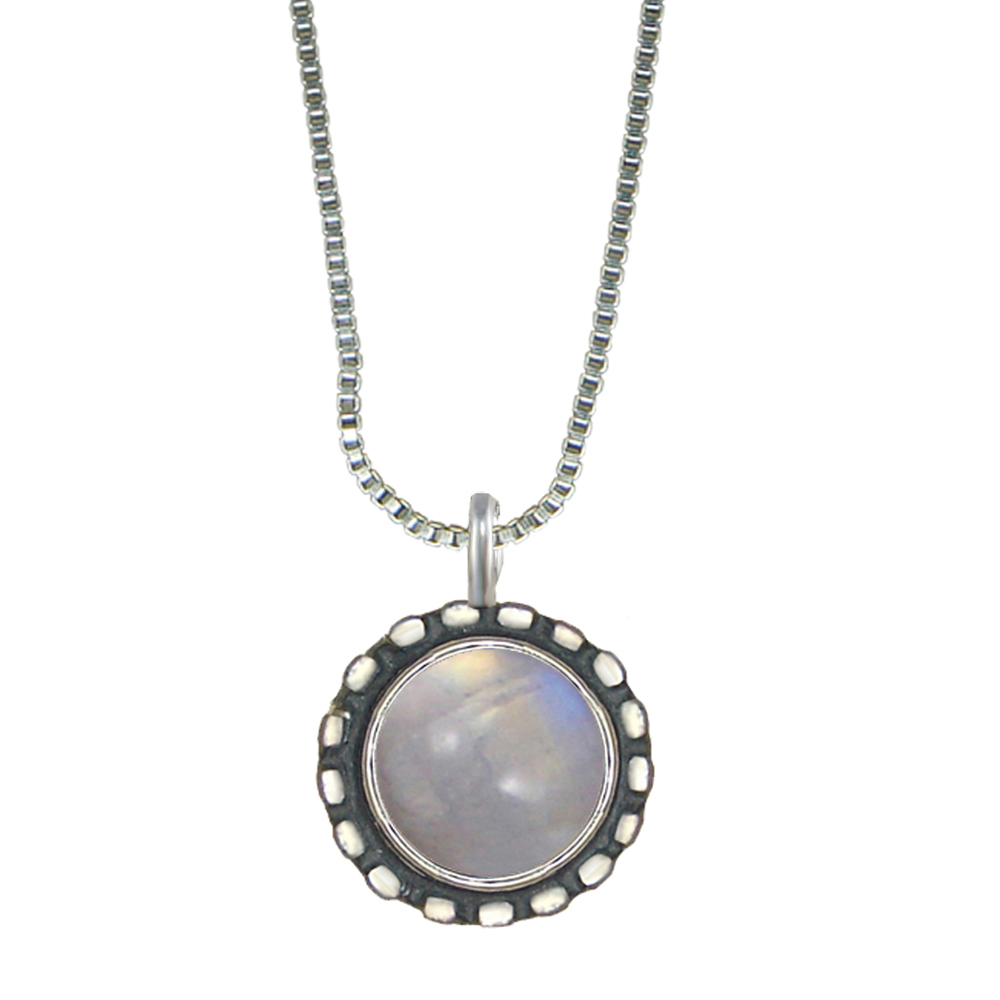 Sterling Silver Little Rainbow Moonstone Pendant Necklace Sterling Silver Little Rainbow Moonstone Pendant Necklace